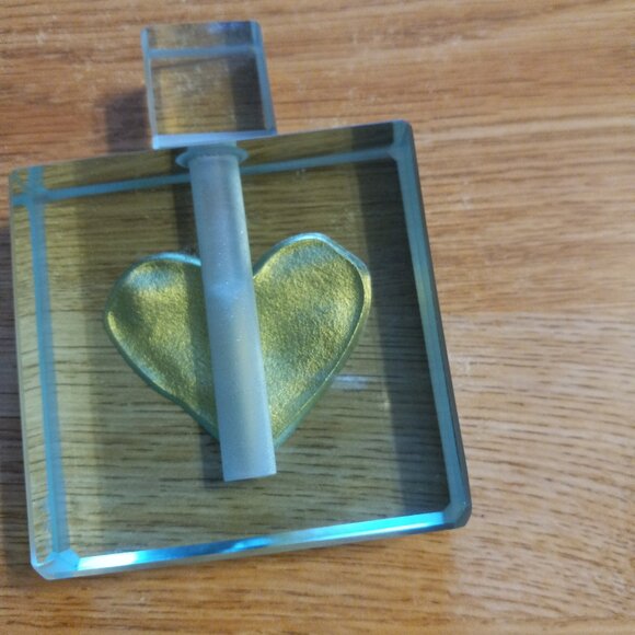 FELT GLASS Jeffery Andrews Studios 23k Gold Leaf Heart Crystal Perfume Bottle - Picture 4 of 4
